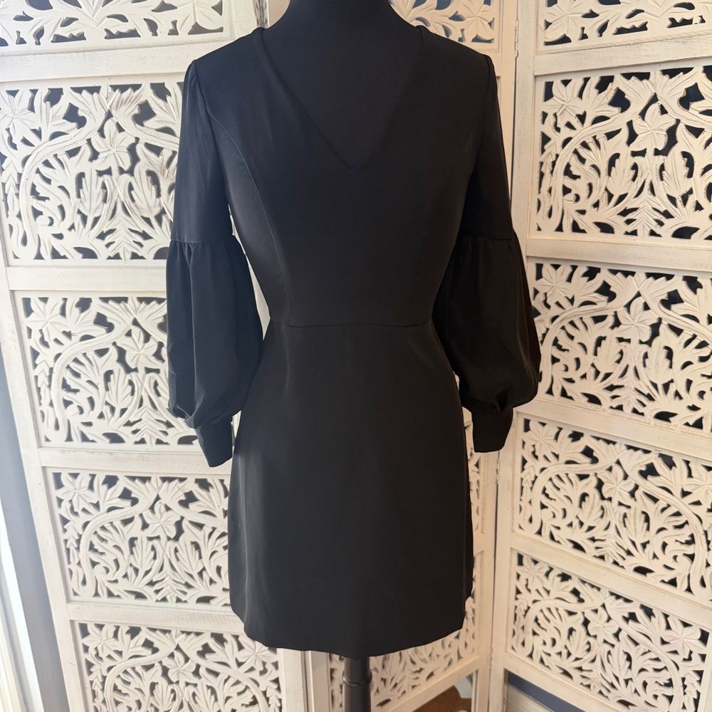 NWT Express Black V-Neck Puff-Sleeve Mini Dress Sz 4